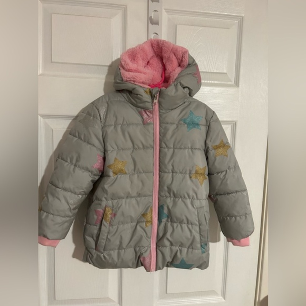 Swiss Tech 4T toddler Winter Coat faux fur lining Hood Pink Peak technology star